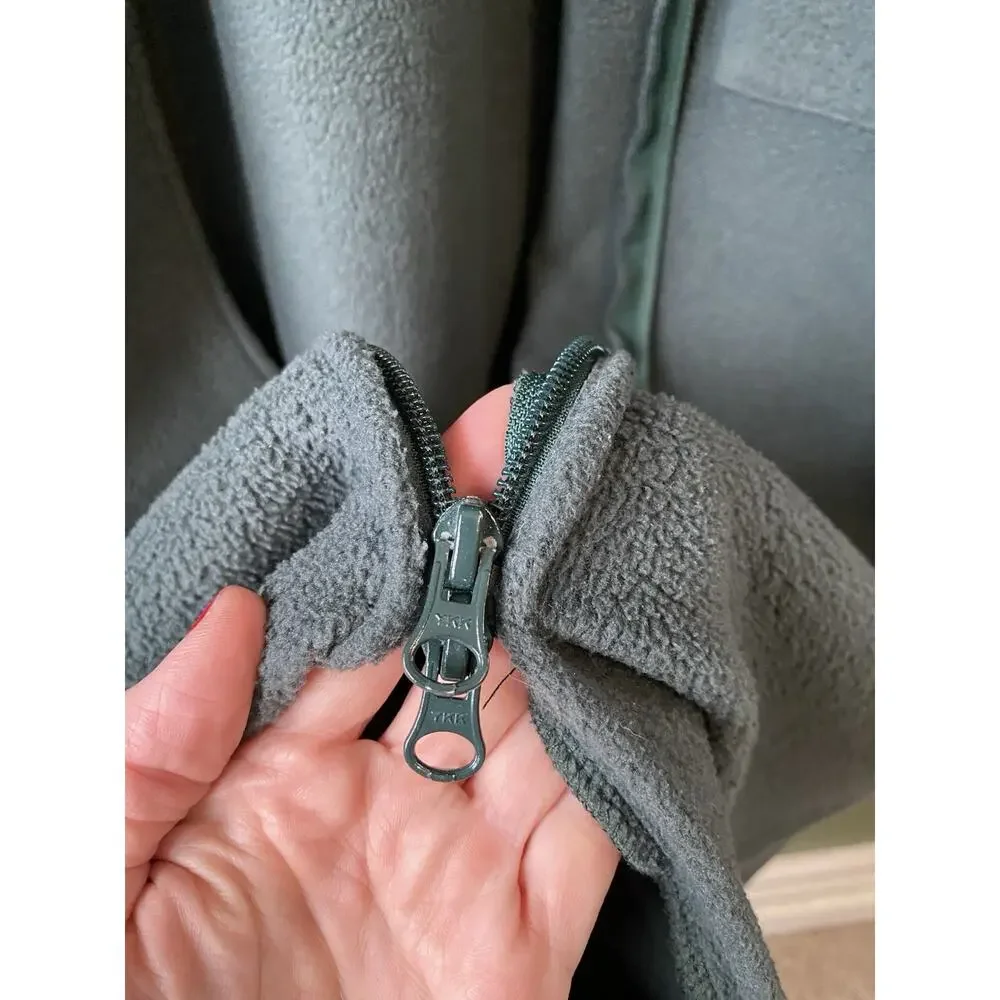 LL Bean Women Size XL Cozy Fleece Robe Full Zip Longline Casual Green House Coat
